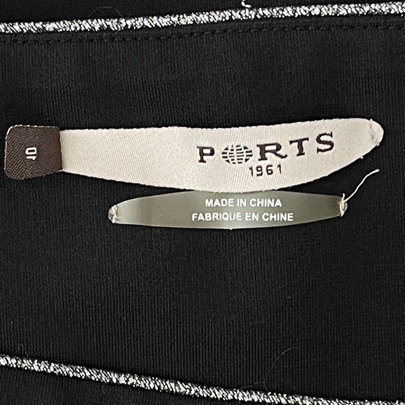 Ports 1961 Sz 10 Woman's Black Silver Metallic Silk Sheath Career Cocktail Dress - Picture 7 of 9